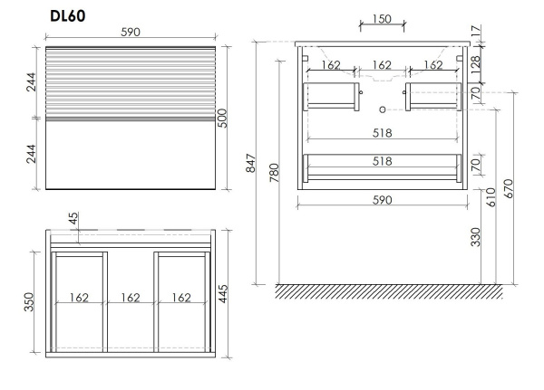 Тумба под раковину Sancos  Delta DL60W дуб светлый